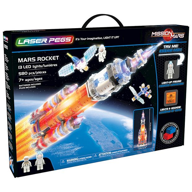 Laser Pegs Mission Mars Rocket 580-piece Lighted Construction