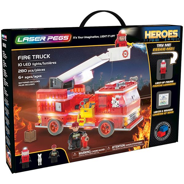 Details about   Laser Pegs Heroes Fire Truck Light Up Building Set 280 Pieces 18601 Illumination 