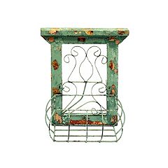 Rustic Arrow Green Wood Window With Basket Wall Art
