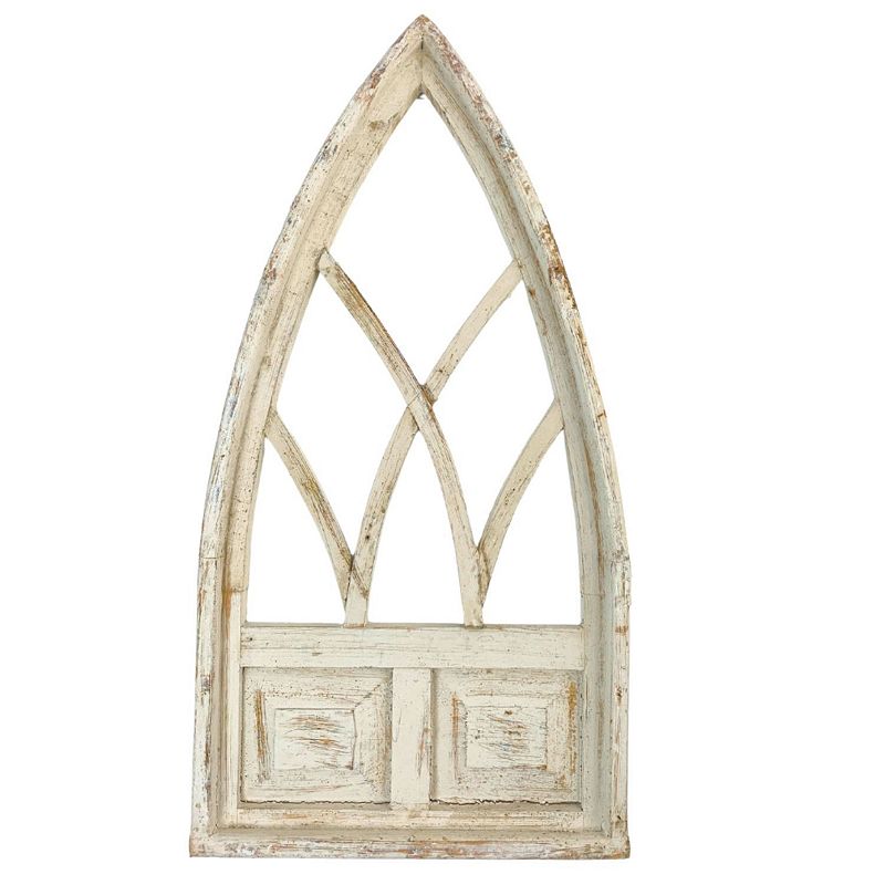 Rustic Arrow Small Cathedral White Window With Board Wall Art