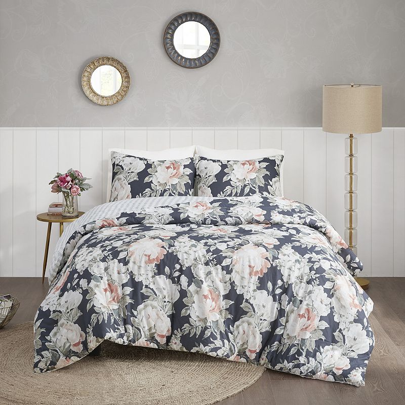 Madison Park Kalina Cotton Printed Reversible Duvet Cover Set with Shams, D