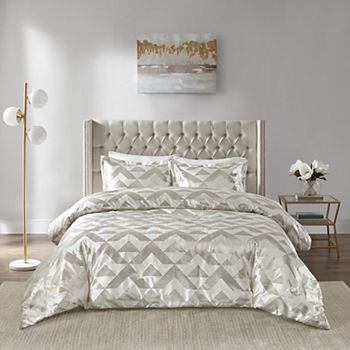 Madison Park Janetta Faux Velvet Metallic Printed Duvet Cover Set