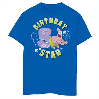 Boys 8-20 SpongeBob SquarePants Patrick 5th Birthday Star Short Sleeve Tee