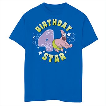 Boys 8-20 SpongeBob SquarePants Patrick 4th Birthday Star Short Sleeve Tee