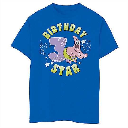 Boys 8 20 Spongebob Squarepants Patrick 3rd Birthday Star Short Sleeve Tee - roblox spongebob blue jellyfish