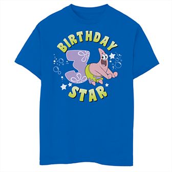 Boys 8-20 SpongeBob SquarePants Patrick 3rd Birthday Star Short Sleeve Tee