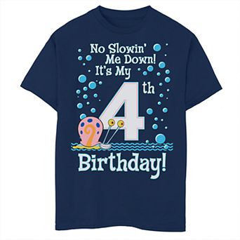 Boys 8-20 SpongeBob SquarePants Gary 4th Birthday Short Sleeve Tee