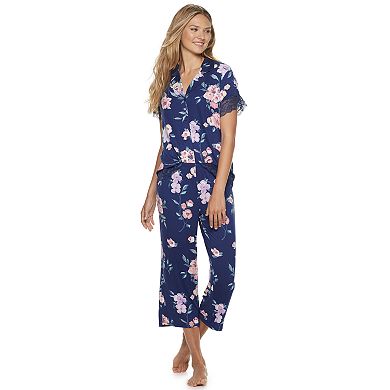 Women's Apt. 9 2 Piece Floral Print Crop Pajama Set