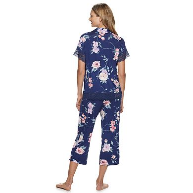 Women's Apt. 9 2 Piece Floral Print Crop Pajama Set