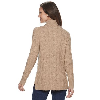 Women's Croft & Barrow All Over Cable T-Neck Pullover