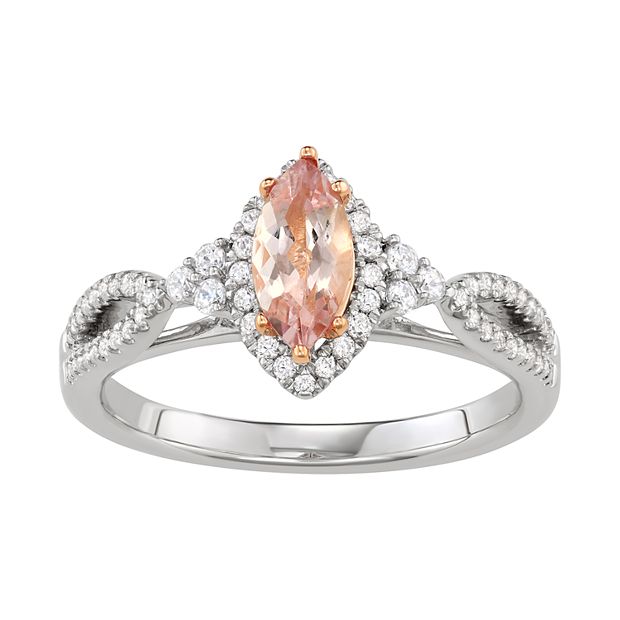 Shades of Love Morganite & 1/3 ct. tw. Diamond Ring in 14K Rose