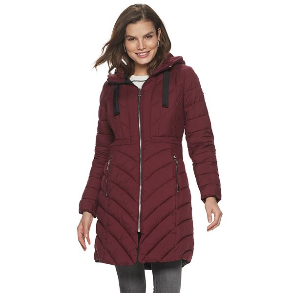 Women's B by Bernardo Ecoplume Packable Quilted Hooded Walker Jacket