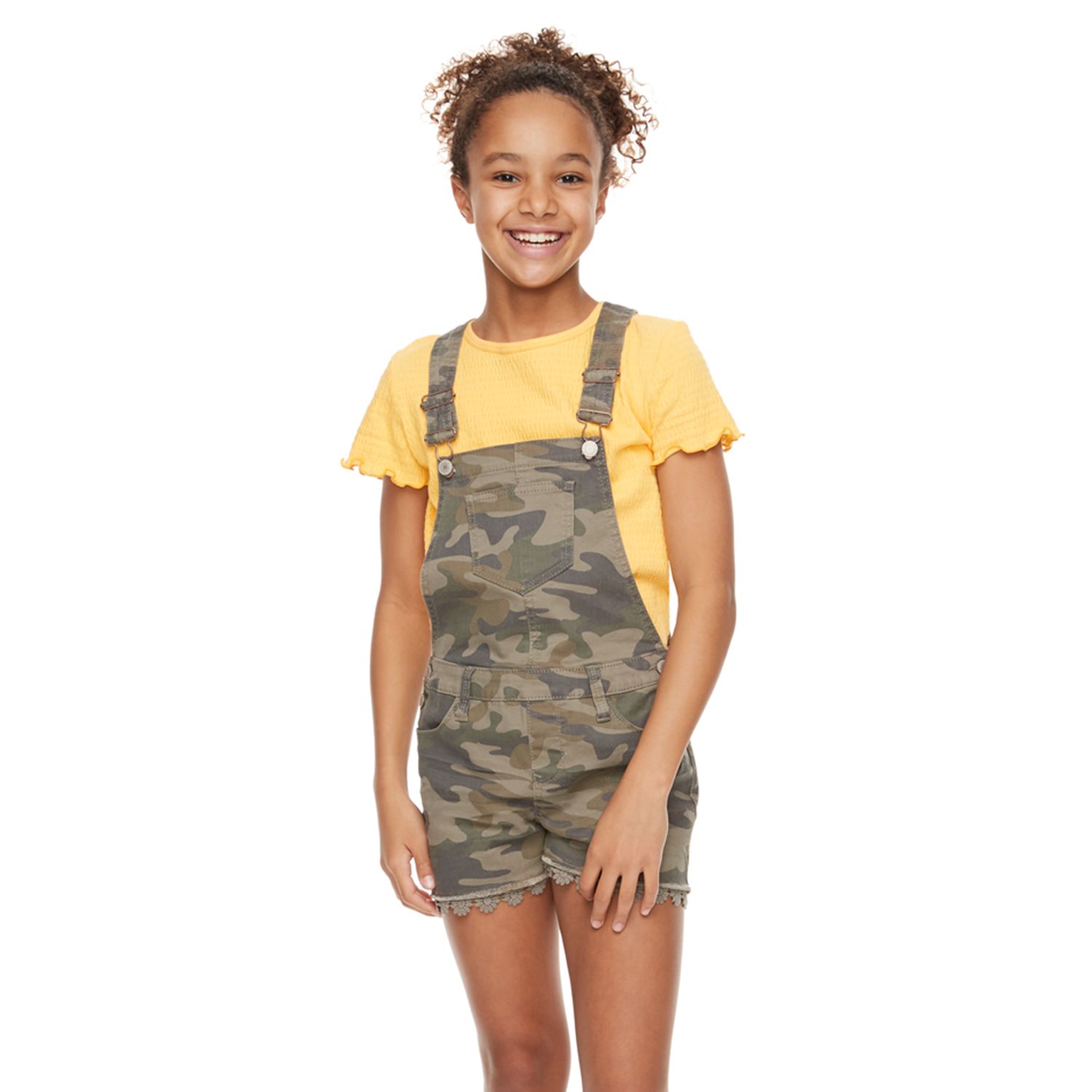 girls khaki overalls