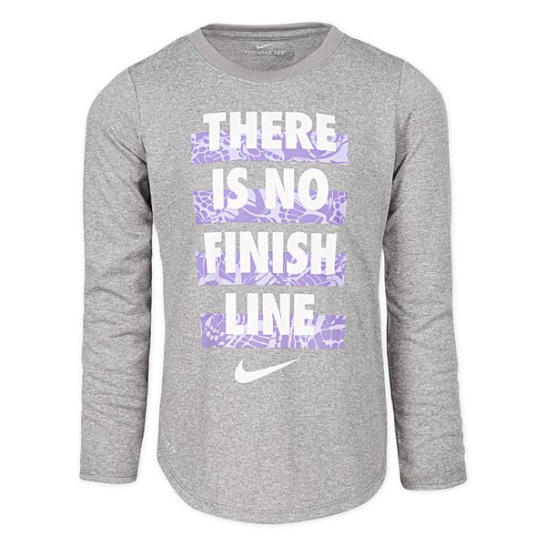 Fresco fragancia Sudamerica Toddler Girl Nike Dri-FIT Long Sleeve "There Is No Finish Line" Tee