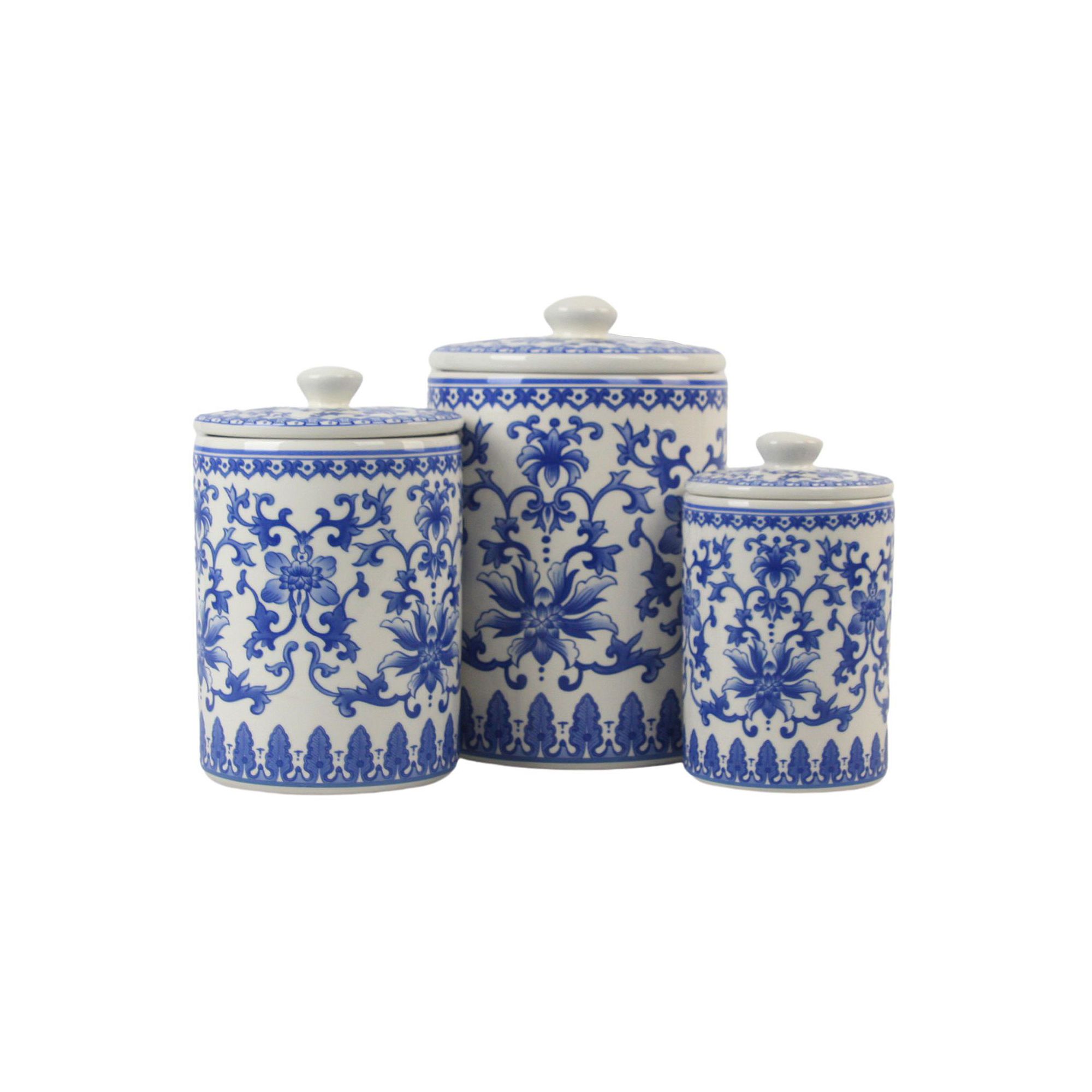10 Strawberry Street Chinoiserie 3-pc. Ceramic Canister Set, Brown