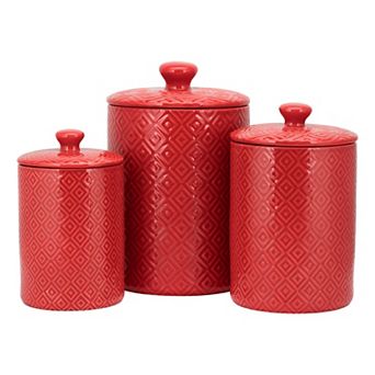 10 Strawberry Street Diamond Embossed 3 pc Ceramic Canister Set