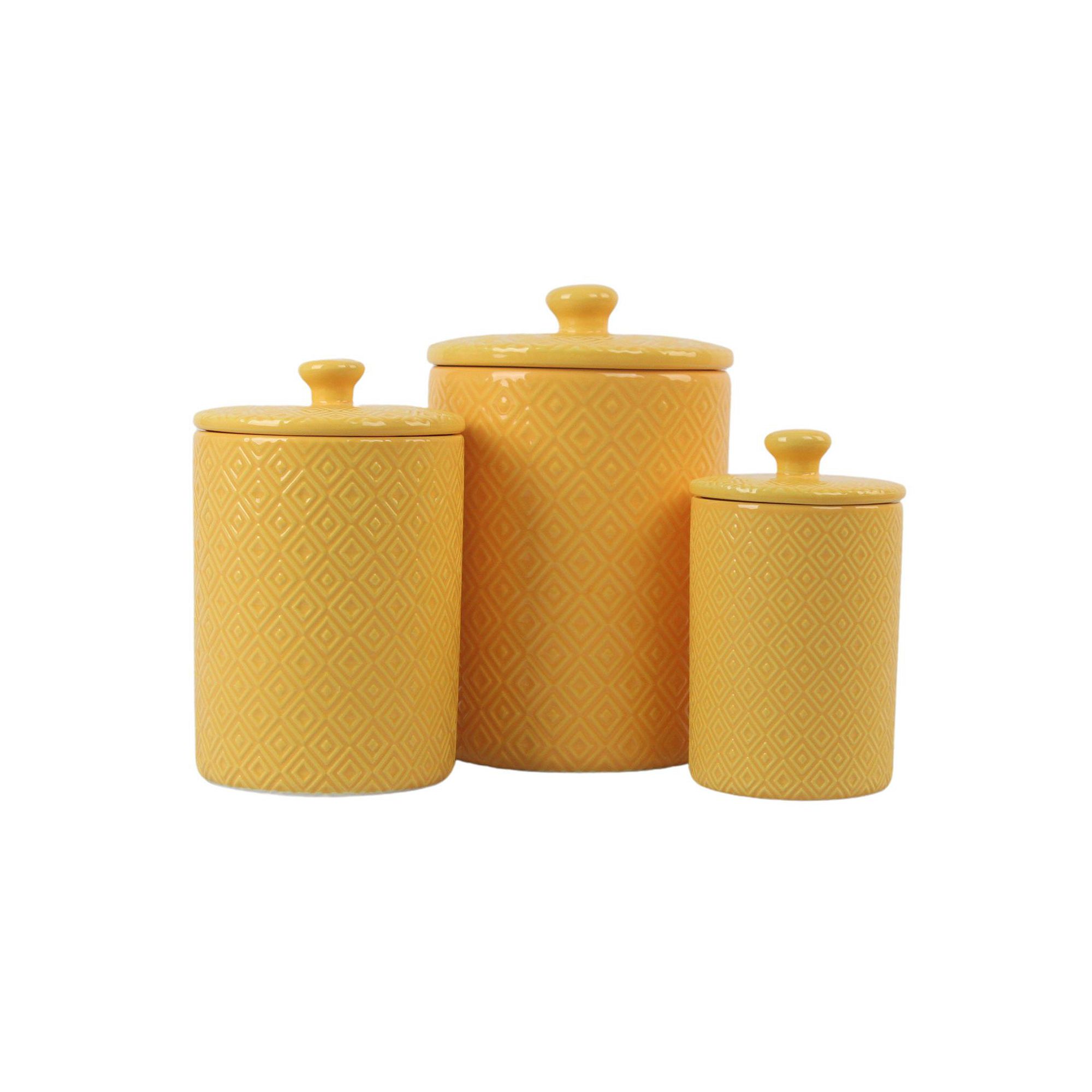 10 Strawberry Street Diamond Embossed 3-pc. Ceramic Canister Set, Yellow