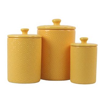 10 Strawberry Street Diamond Embossed 3 pc Ceramic Canister Set