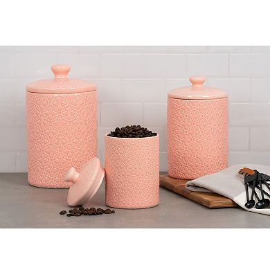 10 Strawberry Street Hampton Embossed 3-pc. Ceramic Canister Set