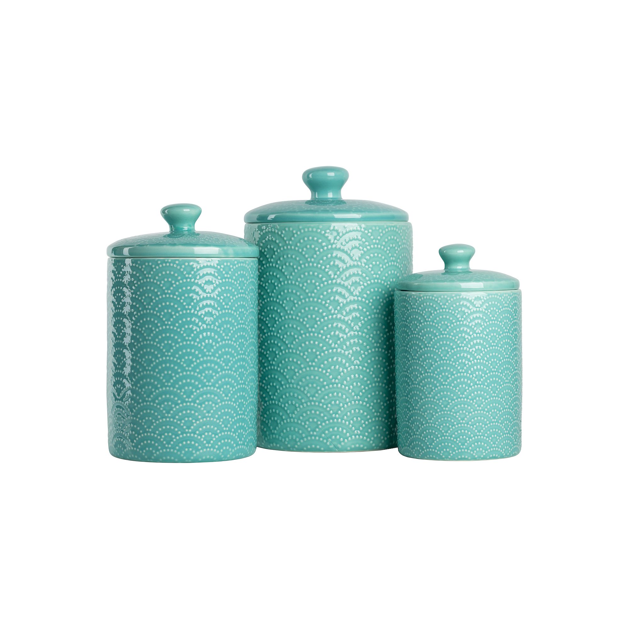 10 Strawberry Street Tide Embossed 3-pc. Ceramic Canister Set, Blue