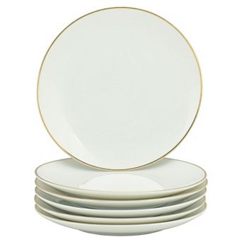 10 Strawberry Street Coupe Gold Line 6 pc Salad Plate Set