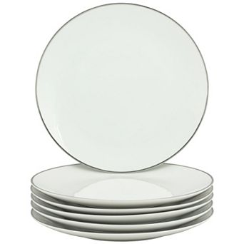 10 Strawberry Street Coupe Silver Line 6 pc Luncheon Plate Set