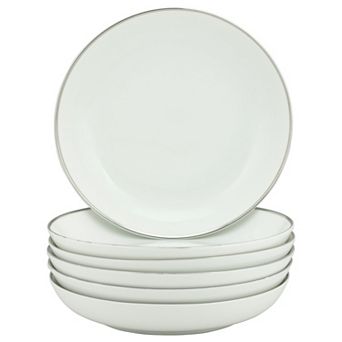 10 Strawberry Street Coupe Silver Line 6 pc Soup Plate Set