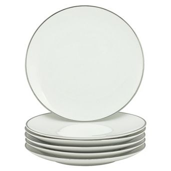 10 Strawberry Street Coupe Silver Line 6 pc Salad Plate Set