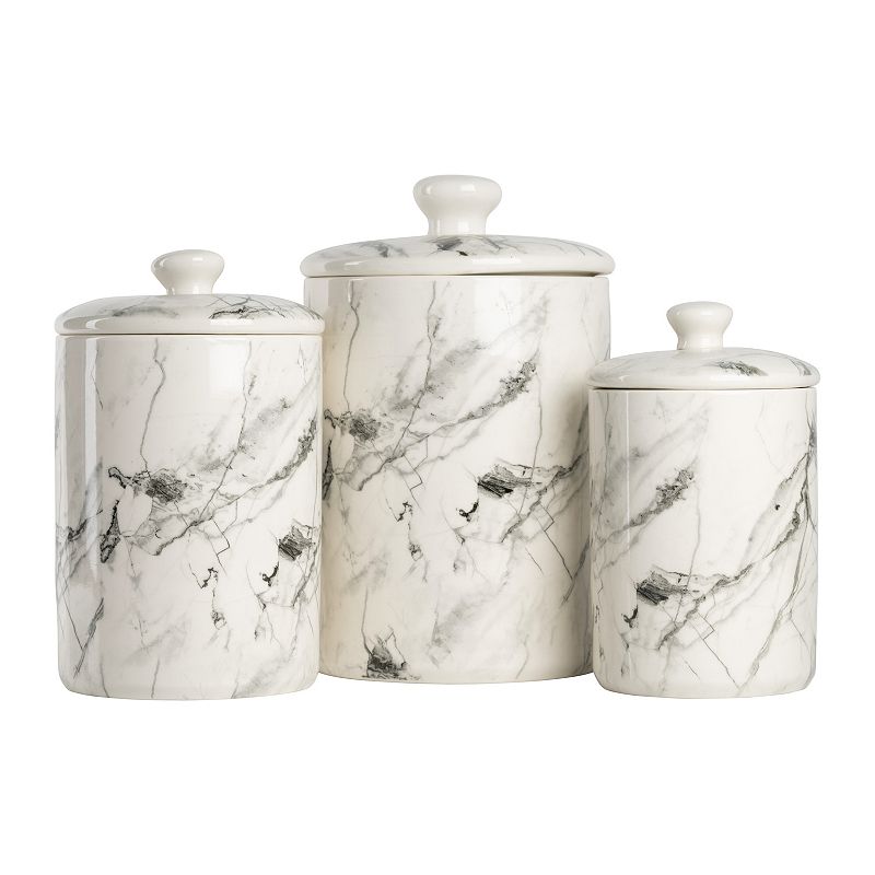 10 Strawberry Street Marble 3-pc. Ceramic Canister Set, White, 3 Piece