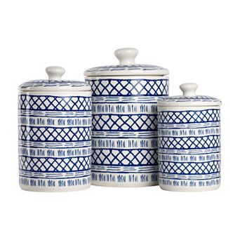 10 Strawberry Street Marina 3 pc Ceramic Canister Set