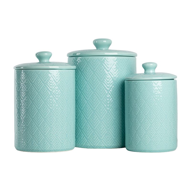 10 Strawberry Street Marquis Embossed 3-pc. Ceramic Canister Set, Blue, 3 P