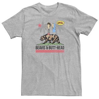 Men's Beavis And Butthead Bear California Flag Tee