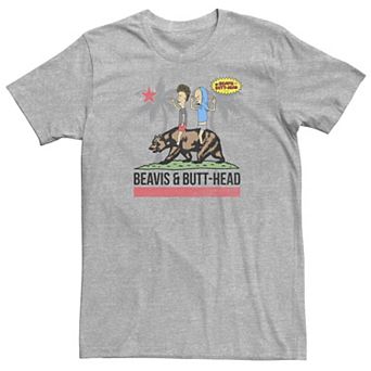 Men's Beavis And Butthead Bear California Flag Tee