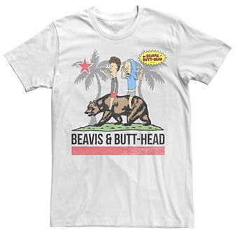 Men's Beavis And Butthead Bear California Flag Tee