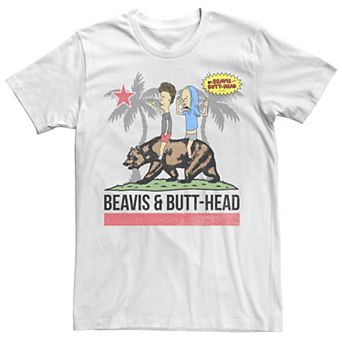 Men's Beavis And Butthead Bear California Flag Tee