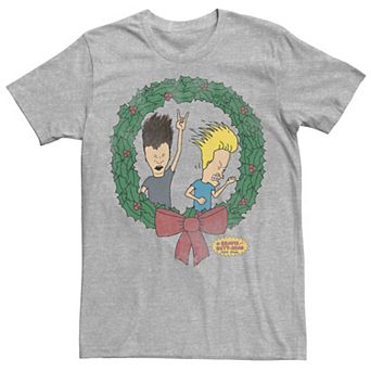 Men's Beavis And Butthead Christmas Wreath Tee