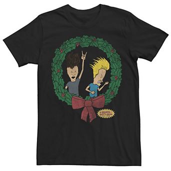 Men's Beavis And Butthead Christmas Wreath Tee