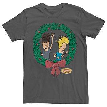 Men's Beavis And Butthead Christmas Wreath Tee