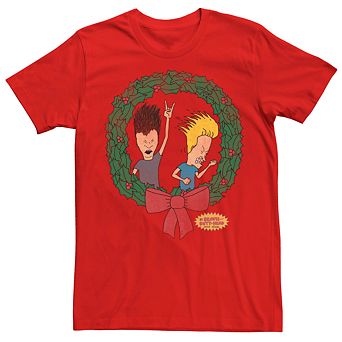 Men's Beavis And Butthead Christmas Wreath Tee
