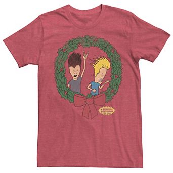 Men's Beavis And Butthead Christmas Wreath Tee