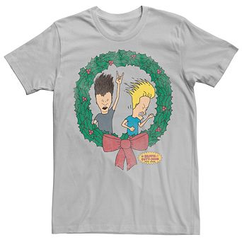 Men's Beavis And Butthead Christmas Wreath Tee