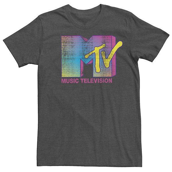 Men's MTV Distressed Neon Fade Logo Tee