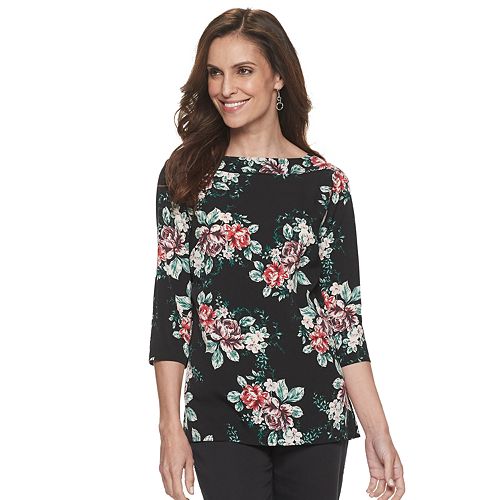 Women's Croft & Barrow® Print Boatneck Top