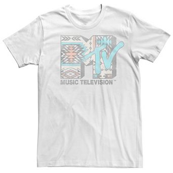 Men's MTV Faded Geometric Pattern Logo Short Sleeve Tee