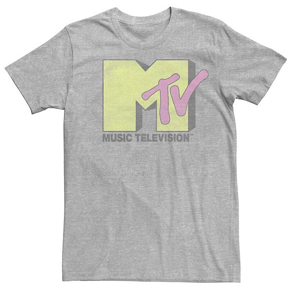 Men's MTV Vintage Pastel Yellow And Pink Logo Short Sleeve Tee