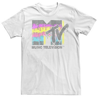 Men's MTV Layered Paint Drip Vintage Logo Short Sleeve Tee