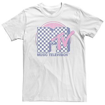 Men's MTV Faded Checkered Logo Short Sleeve Tee