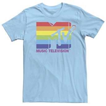 Men's MTV Rainbow Striped Logo Tee
