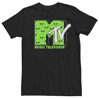 Men's MTV Green Alien Face Logo Short Sleeve Tee