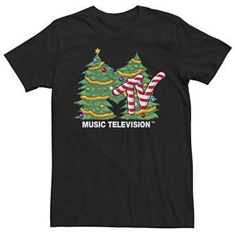 Men's MTV Christmas Tree Candy Cane Logo Short Sleeve Tee
